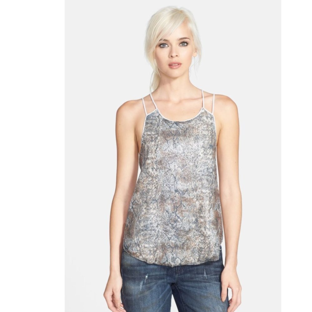 ASTR Python Print Strappy  Sequin Tank XS